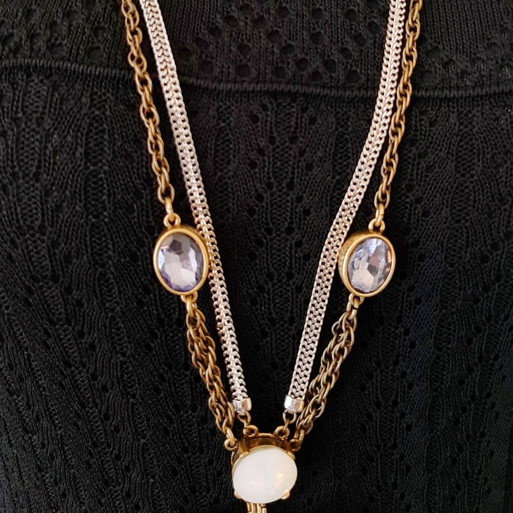 Loft Long Rhinestone Statement Necklace - image 4